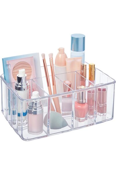 Rassam Al Khaleej Custom Clear Acrylic Makeup Organizer 5-Compartment Cosmeti...