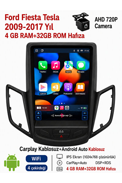 CONION Ford fiesta Tesla 2009-2017 Yıl uyumlu 4GB Ram 32GB Rom Hafıza Android...