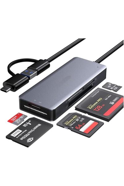 EXCEFORE USB C USB3.0 SD Card Reader, 5in1 Multi Card Reader for SD/TF/CF/Mic...