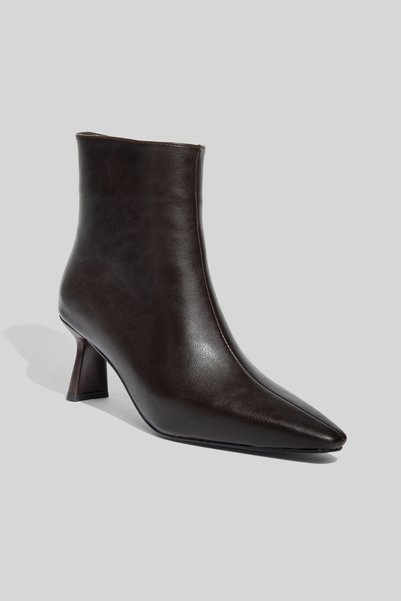 camaiore Bitter Brown Leather Special Design Heeled Women's Boots