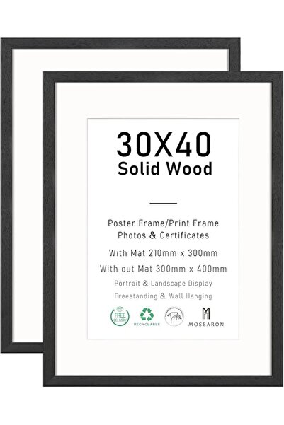 ATOBART مجموعة إطارات صور 30×40 سم، من خشب البلوط الصلب الأسود، مقاس 21×30 سم...