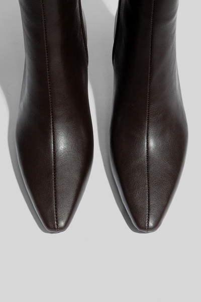 camaiore Bitter Brown Leather Special Design Heeled Women's Boots