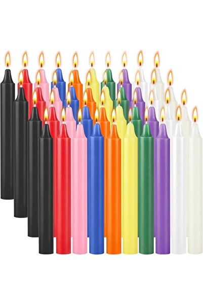THE WHITE SHOP Mini Candles 40 Pack 4 Inch Orange Unscented Taper Candle