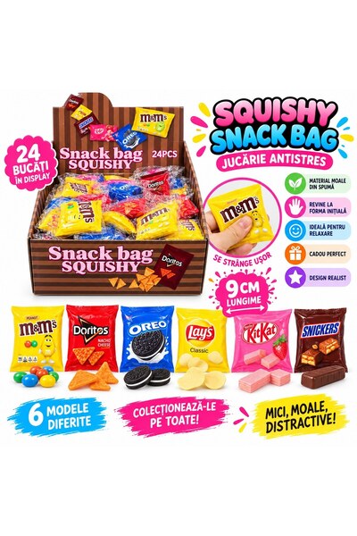 SHOP LIKE A PRO Jucărie Squishy Snack Bag, 9 cm, din Spumă Moale, Jucărie Ant...
