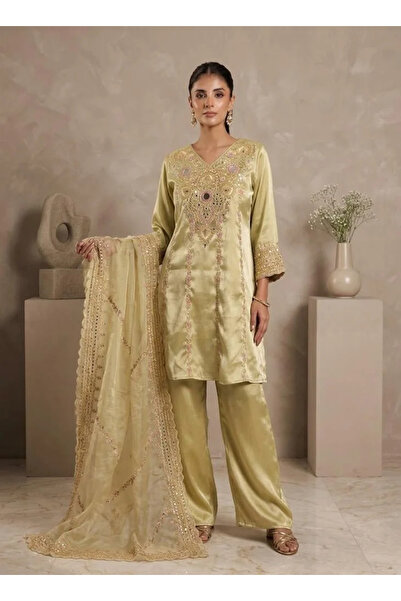 VİNY Coffee Brown Embroidered Top & Palazzo Set – Women's Indian Ethnic Wear
