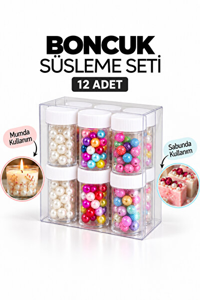 MUMTEDARİK Boncuk Süsleme Seti 12’li – Mum, Sabun, Epoksi ve Kokulu Taş Simi