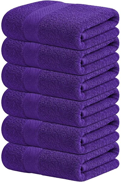 Infinitee Xclusives Premium Purple Hand Towels - Pack of 6, 40cm x 70cm Bathr...