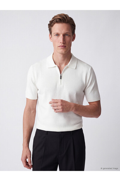 LC Waikiki Vizyon New Season White Polo Collar Men's T-Shirt
