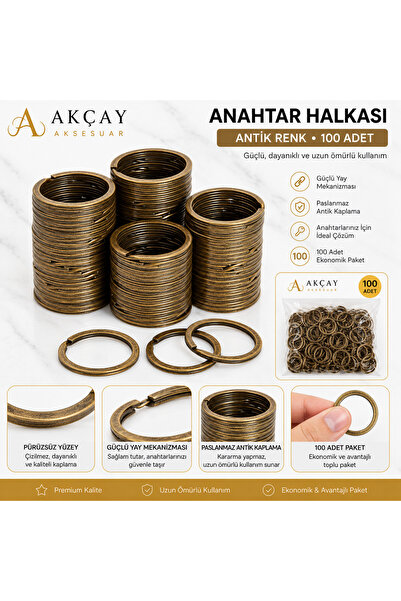 Akçay Aksesuar Keychain Ring 3 cm 100 Pieces Stainless