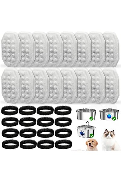 NALACAL Cat Water Fountain Replacement Filters & Pre-Filter Sponges for Rella...