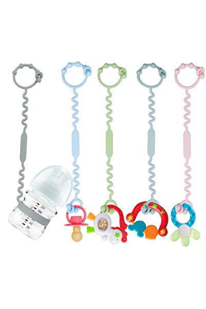 Arabest Silicone Toy Straps for Stroller and High Chair,5 Pack Adjustable Pac...
