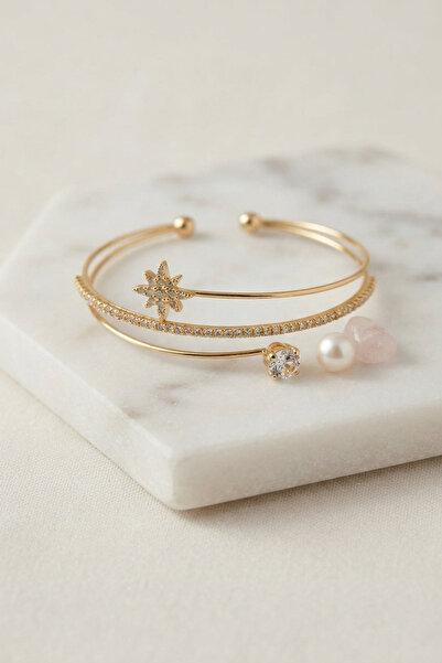 callerrons accessories Polar Star Model Gold Color Zircon Stone Women's Brace...