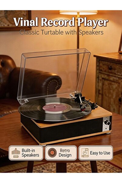 Generic Bluetooth Vinyl Record Player 3-Speed Turntable With Stereo Speakers ...