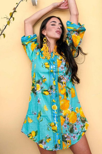 Antica Sartoria Rochie Amalfi Limoni 🍋💙 – marime M