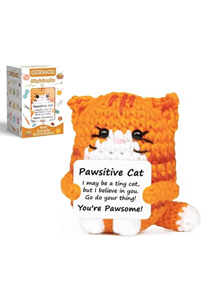 Arabest Handmade Crochet Cat Mini Animal Emotional Support Gift,Positive Affi...