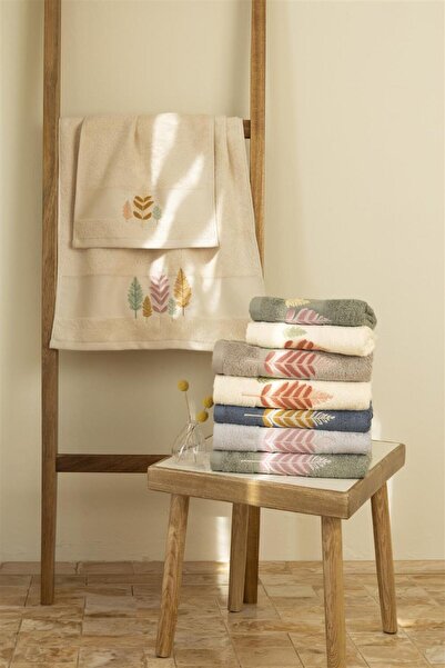 MARİBOR (Set of 6) Premium 3D Embroidered Bamboo Special Boxed 50X90Cm. Çeyiz...