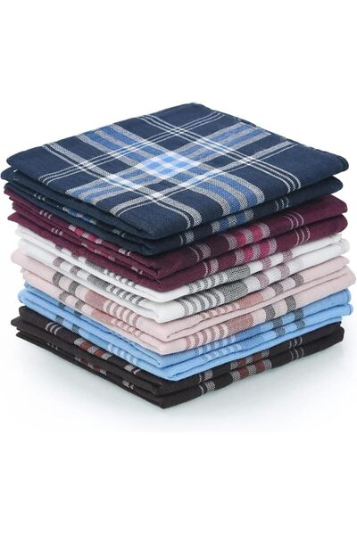 THE WHITE SHOP 12PCS Men's Handkerchiefs,Mens Premium Handkerchiefs Cotton Po...