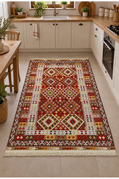 Safir Kilim Safir Şönil Çift Taraflı Etnik Desenli Kilim – Renkli Özel Tasarı...