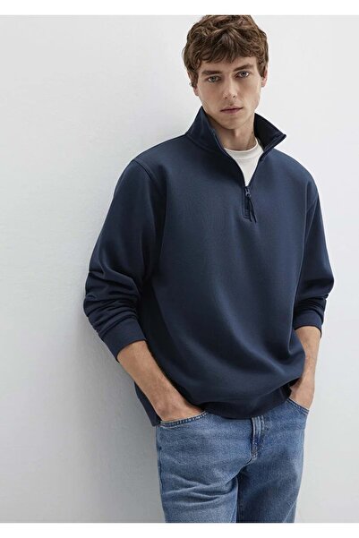 Mavi M0S10278 Men's Sweatshirt with Semi-Zipper Dark Blue
