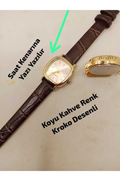 Brality KİŞİYE ÖZEL YAZI YAZILIR , Retro Tasarım Koyu Kahve Renk Kordon Vinta...