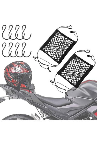 GENERAL X-Spring Motorcycle Helmet Storage Net 2 Pack High Elasticity Storage...