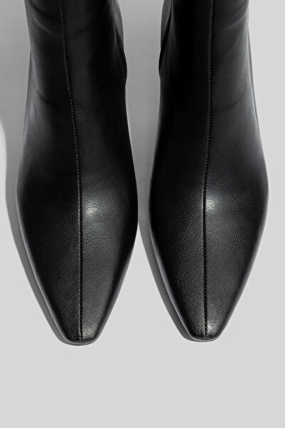 camaiore Black Short Heeled Vegan Leather Special Design Model Women's Boots