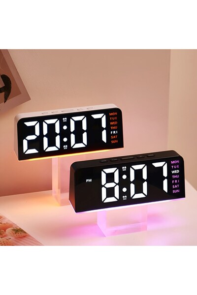 Neler Geldi Neler Dijital Led Alarm Saati, Tarih Göstergeli, Çift Alarm Gece Lambası Masa Saati Saatli Gece Lambası