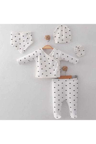 DEFNE LİNA BABY Newborn Baby 100% Cotton 5-Piece Hospital Discharge Set