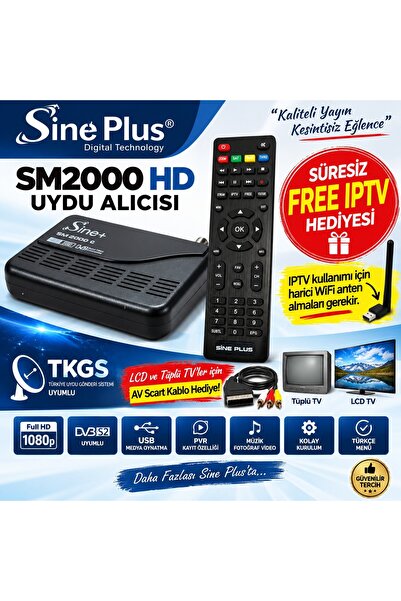 Sine Plus SM-2000G HD Uydu Alıcı - Av Scark Kablo Hediyeli