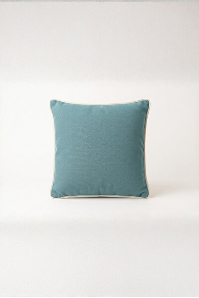 MODA CERO Turquoise Cream Piping Duck Fabric Cushion Cover 45X45 cm