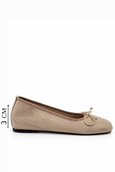 İX Γυναικεία παπούτσια μπαλαρίνας Fly Suede με λεπτό φιόγκο, κρυφό τακούνι 3 ...