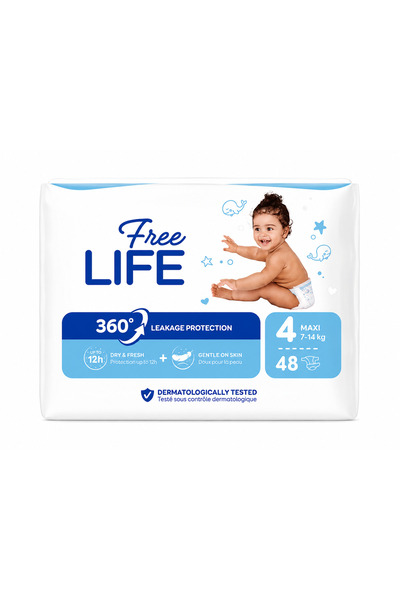 Freelife Free Life Πάνες Maxi Μέγεθος 4.7-14 κιλά 48 τεμάχια