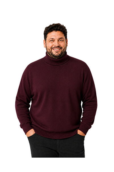 BattalModa سترة رجالية كبيرة الحجم من القطن باللون العنابي مقاس 3XL-4XL-5XL-6XL