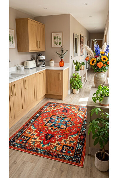 Thalia Home Kaymaz Taban Yıkanabilir Kalın Dokulu Halı & Yolluk & Mutfak Halısı