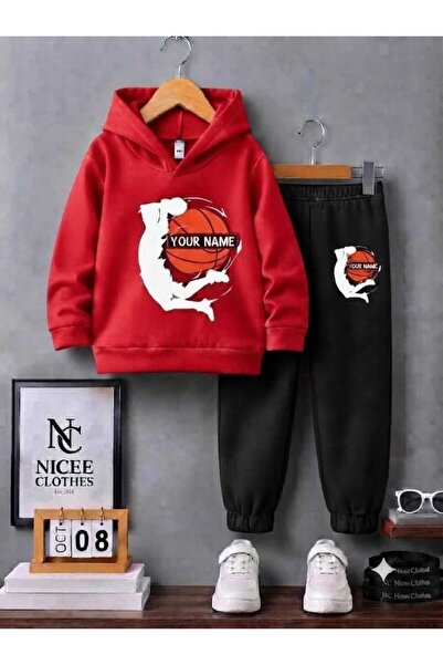 NC Nicee Clothes طقم رياضي للأطفال للجنسين (برتقالي مع طباعة اسمك) للشتاء