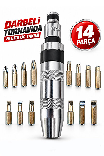 Badem10 Darbeli Tornavida ve Bits Uç Seti 14PC Profesyonel Kullanım Vidalama ...