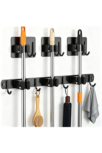 GENERAL Lingye Self-Adhesive Stainless Steel Mop and Broom Holder, Drill-Free...
