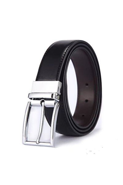 Marquise Curea bărbați reversibilă piele naturală negru-maro, cataramă rotati...