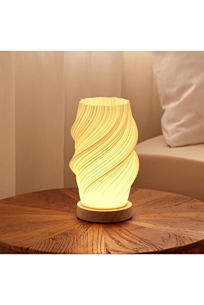 KASTWAVE مصباح ليلي صغير بتصميم مخطط على الطراز العتيق، إضاءة دافئة ومريحة، م...