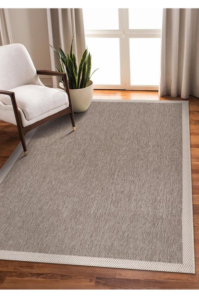 Anatolia Halı Premium Sisal Halı Kahve Düz Desen