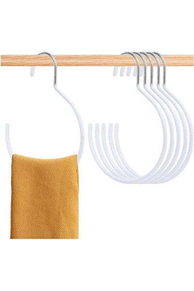Yelajoy 5 PCS Stainless Steel Scarf Ring Hangers, Non-Slip Belt Rack, Space S...