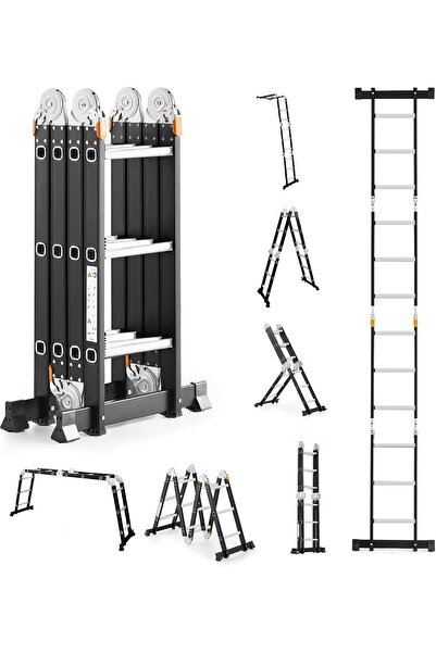 Egardenkart Multi-Purpose Foldable Ladder - 4x3, 12 Steps | Carbon Steel Fold...
