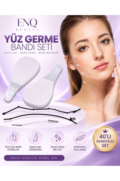 ENQ Yüz Germe Bandı 40’lı Set – Ayarlanabilir Yüz Toparlama ve Çene Kontür Bandı
