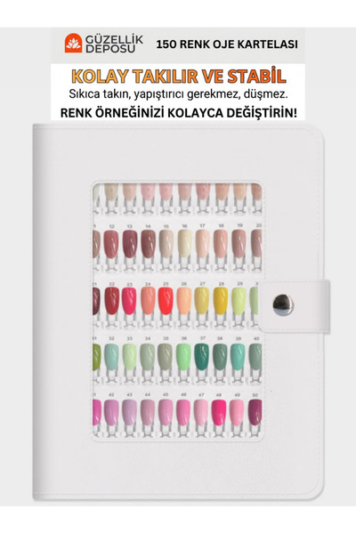 Güzellik Deposu 150 Renk Kalıcı Oje Kartelası ve Protez Tırnak Renk Gösterim ...