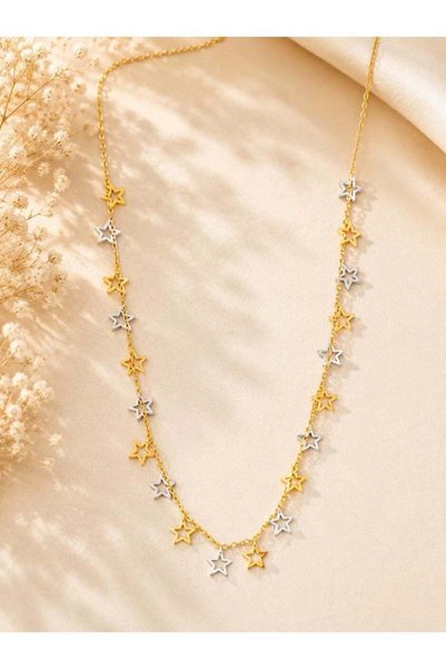 Generic Anti-Tarnish Two-Tone Star Charm Necklace
