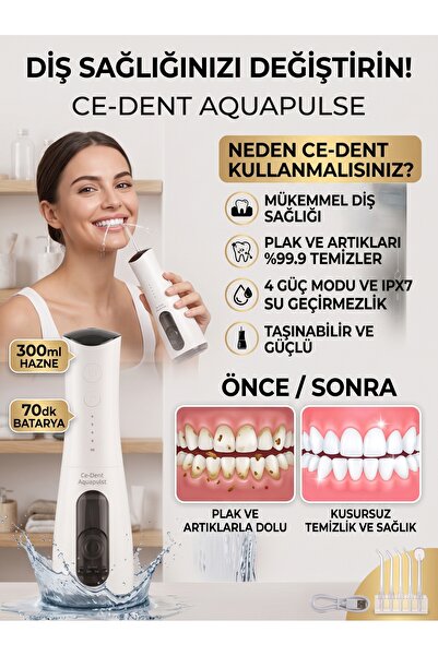 alpkan Ce-Dent AquaPulse Şarjlı Ağız Duşu 300 ml - Taşınabilir Diş Temizleme ...