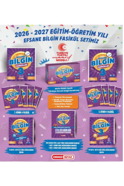 Kırmızı Beyaz Yayınları 3.Sınıf Efsane Bilgin Fasikül Seti (2026-2027)