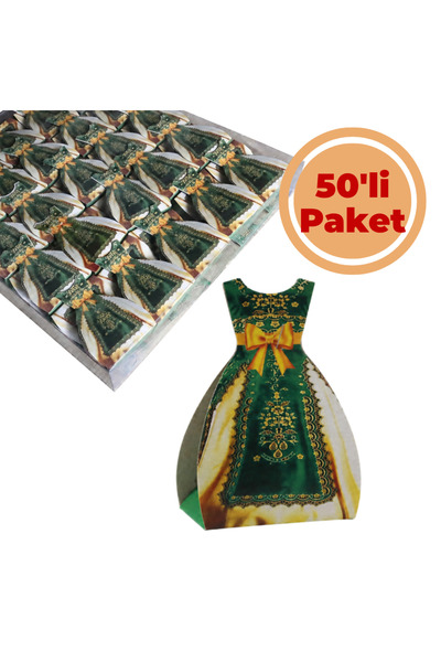 Renk İthalat Kaftanlı Kına Yeşil 50'li Paket Hediyelik Dağıtmalık Hazır Paket...