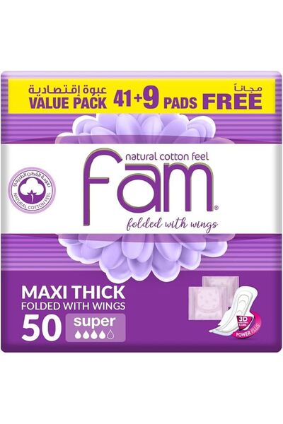 Fam Protect Fam Sanitary Pads Maxi Folded With Wings Super 50 Pads
