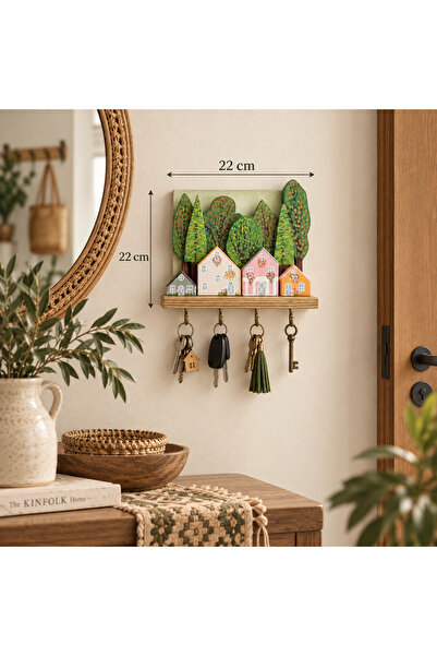 Atelye Karga Handmade Wooden House & Forest Themed Keychain
